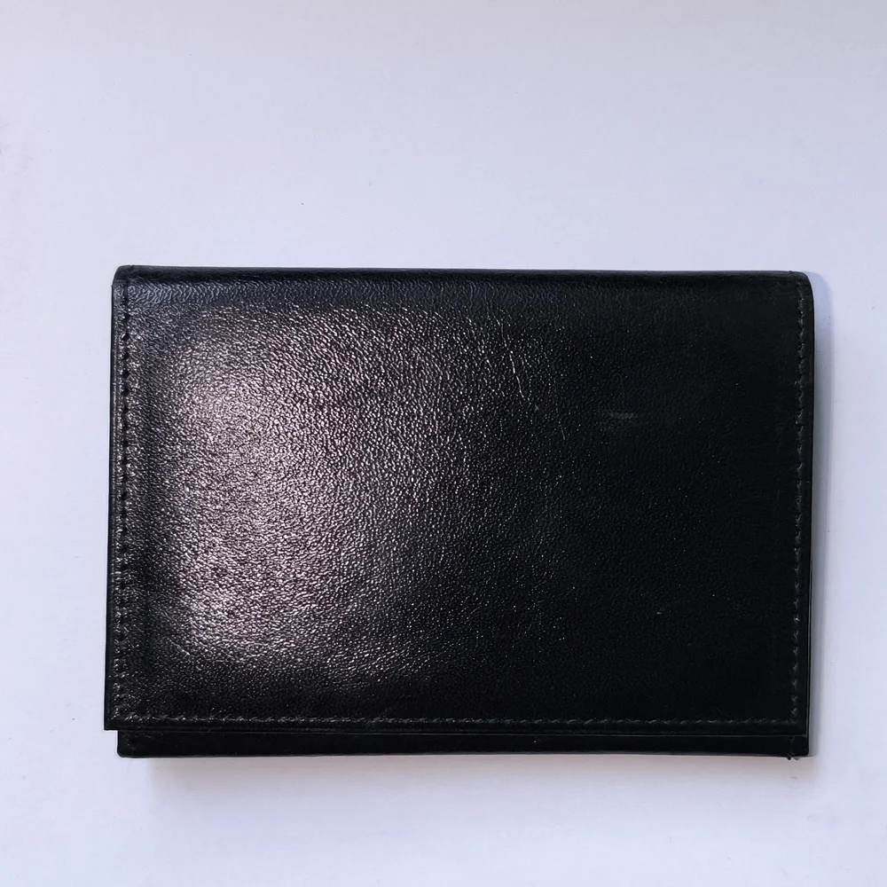 Men's Credit Card Holder ID Case Bifold Wallet Black Leather